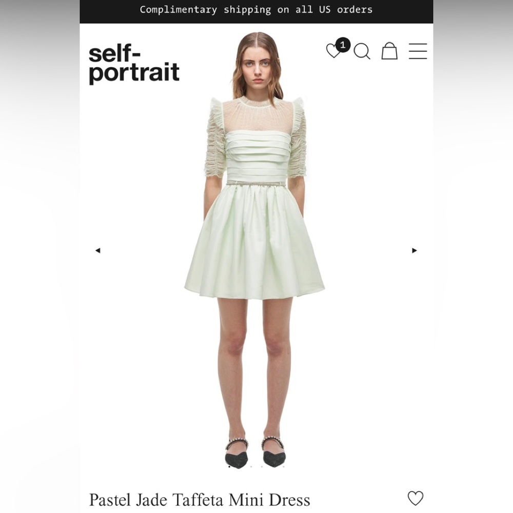 Self Portrait Pastel Jade Taffeta Mini Dress